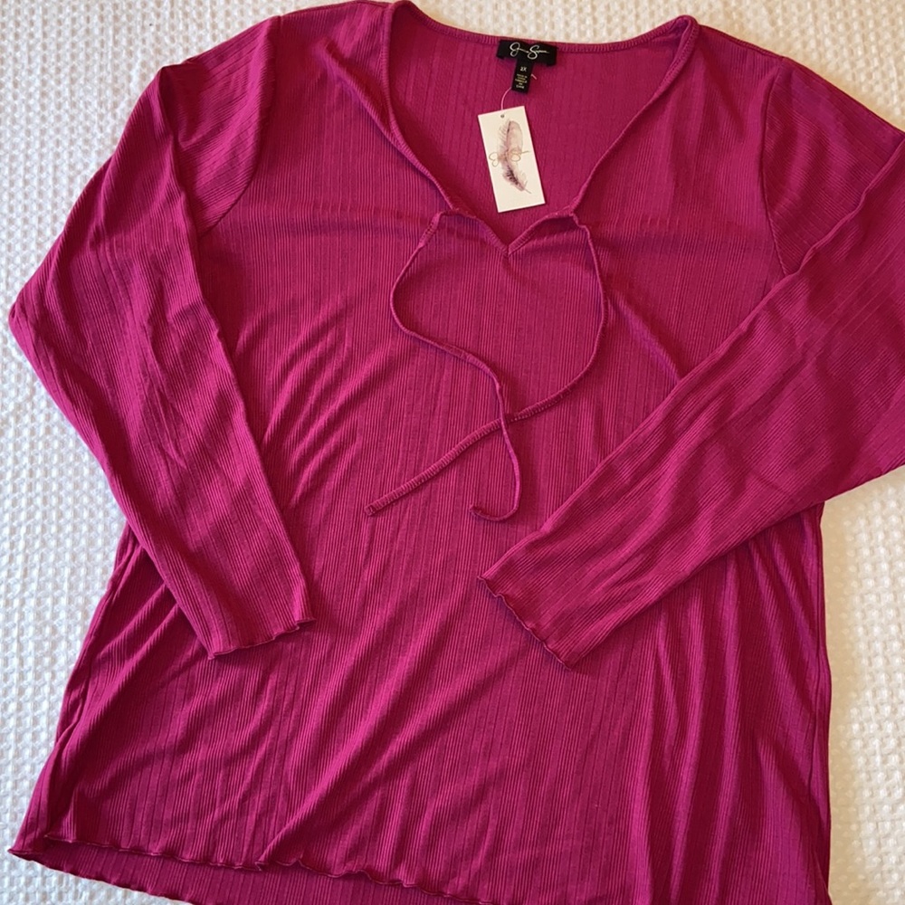 NEW! JESSICA SIMPSON “Esme” Fuchsia Peasant Blouse